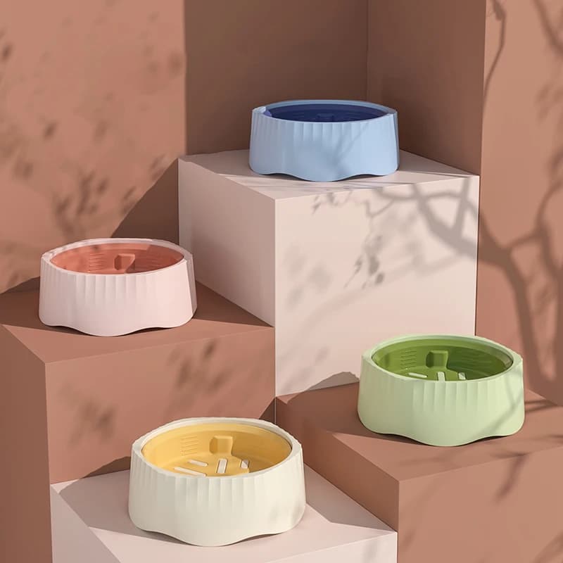 2 pezzi 2-in-1 design commutabile ciotola per cibo lento per animali domestici anti soffocamento anti rovesciamento ciotola per cibo per gatti rimovibile alimentatore lento per cani