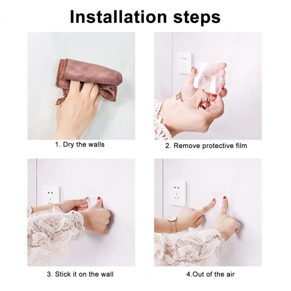 Anti-rust hook Transparent hooks for wall mounted cable management Easy-install adhesive hooks to store the 10/20 package