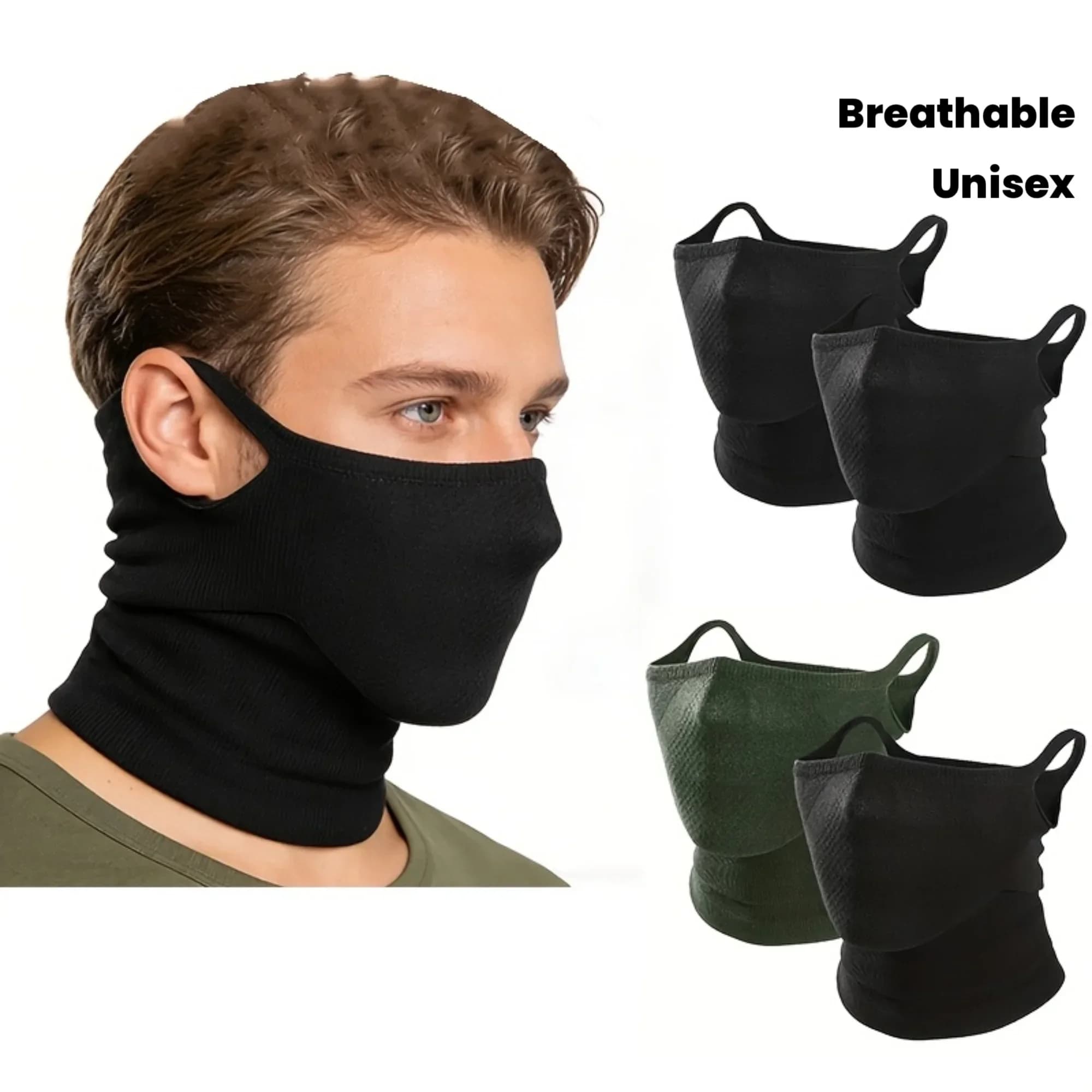 2Pcs/men and women fashion neck cover, breathable geometric half face mask, ear hanging type, unisex