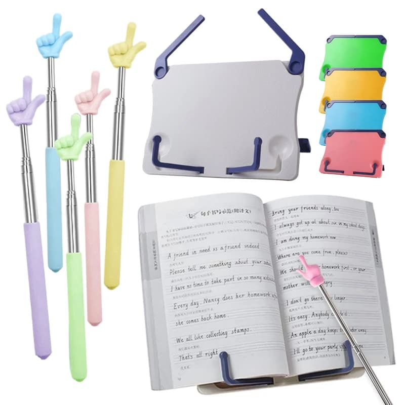 Portable Reading Stand Books Stand, Music Stand, Finger Shape Mini Pointer Stick, Music Score Phone Book Tablet Folding Holder