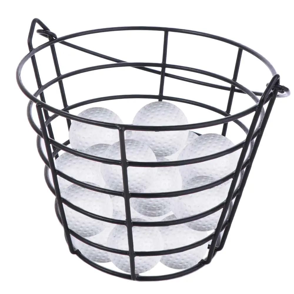 Metal Wire Golf Ball Basket Balls Container With Handle Golf Ball Carrying Bucket Storage Bin Stackable Utility
