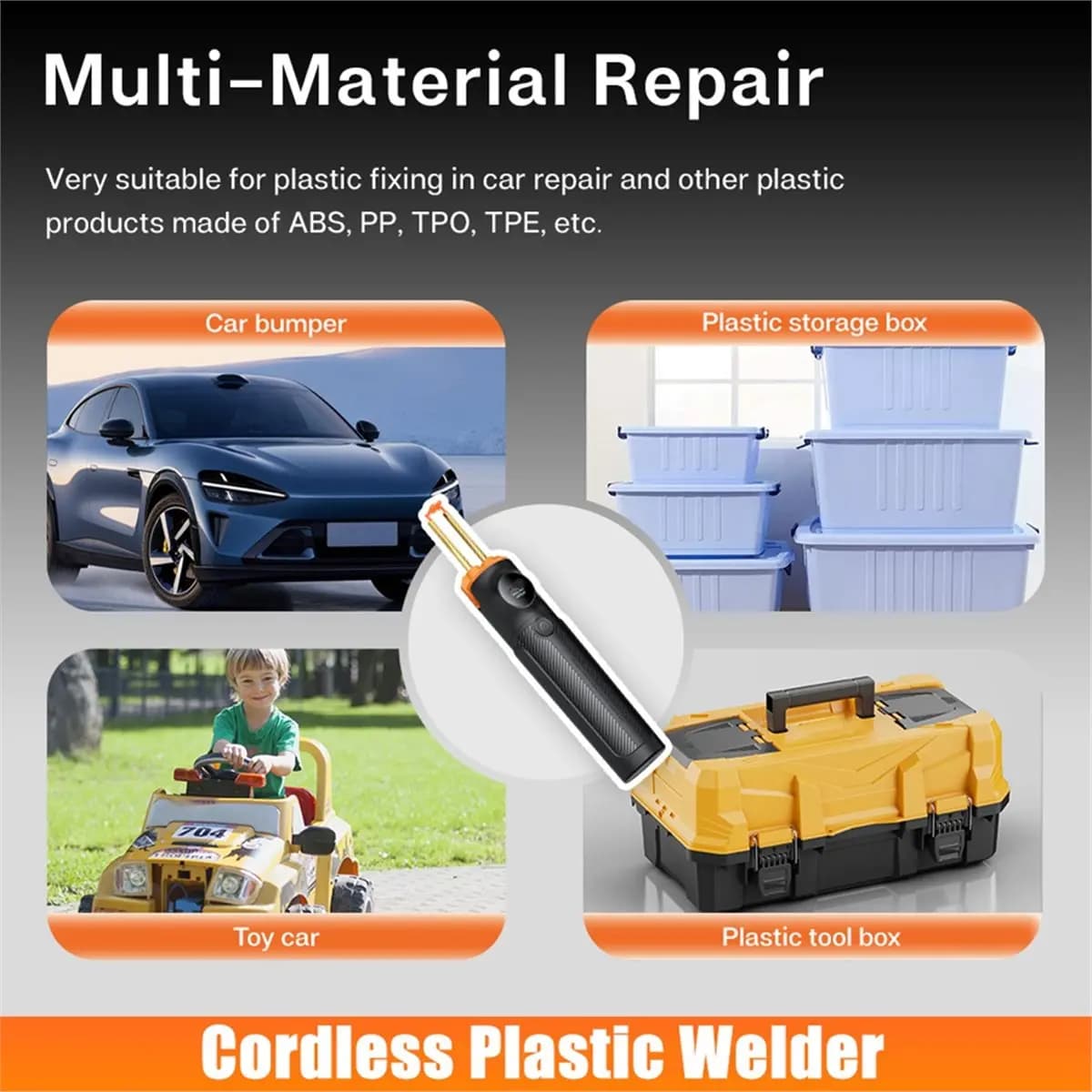 AB52 Saldatrice Portatile a Caldo per Plastica, Kit Riparazione Paraurti Auto, Riparazioni PVC, Saldatrice Manuale Senza Fili per Plastica