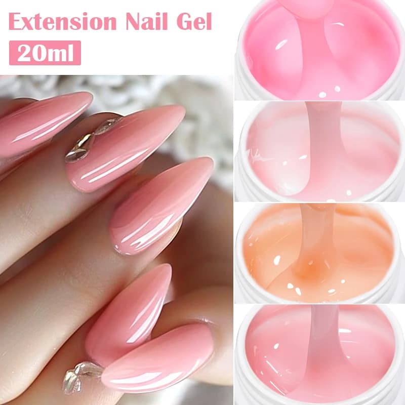 MEET ACROSS 20ml Estensione Gel Smalto per unghie Nude Rosa Trasparente Gel duro Forniture per unghie Gel UV semipermanente LED Nail Art Varnish
