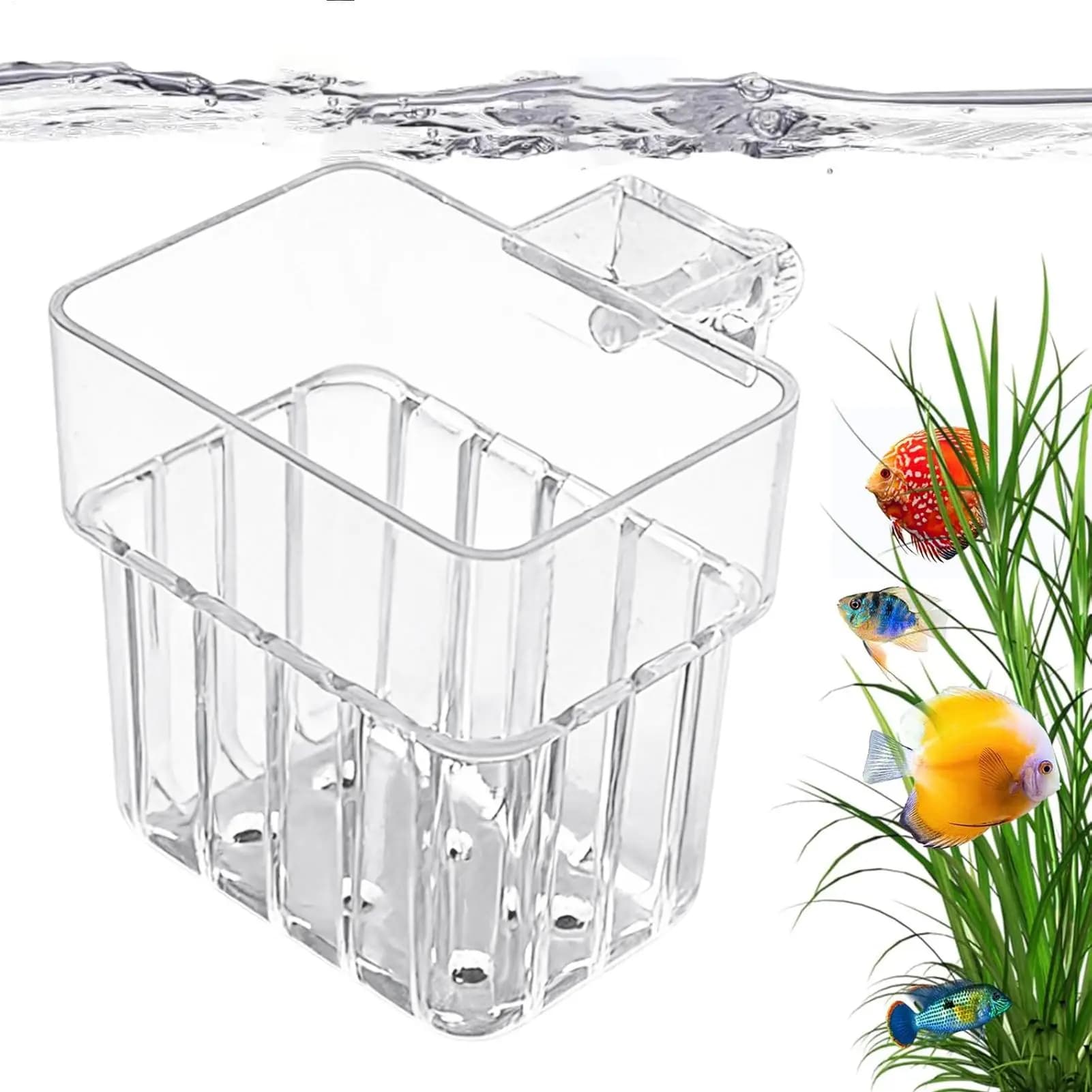 Aquarium Transparent Hanger Pot Hangable Aquarium plant holder Aquatic Plant Fixing Stable Installation for Fish Tank