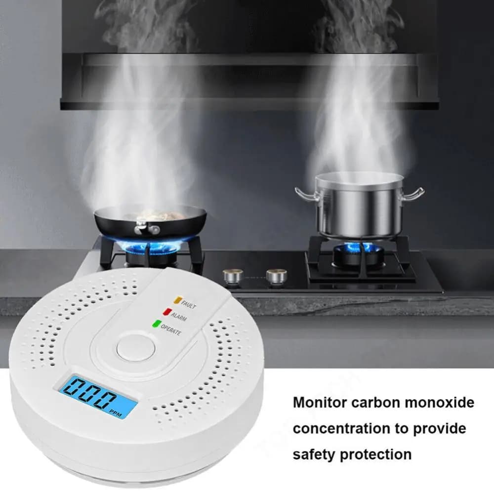Rilevatore digitale di monossido di carbonio con indicatore LED Sensore di allarme di avviso alimentato a batteria Rilevatore di CO portatile per magazzino domestico