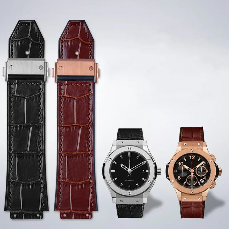 Cinturino per orologio in vera pelle per Hublot Big Bang Series cinturino in pelle di vacchetta da uomo con accessori per strumenti nero marrone 26 * 19mm