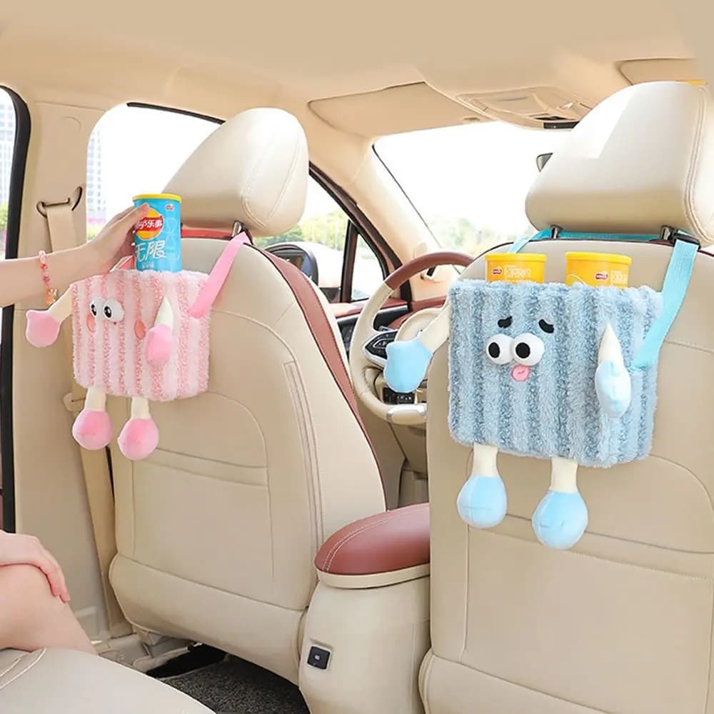 Car Trash Can Hanging Cartoon Car Mounted Tissue Box Leakproof Creative Auto Seat Back Storage Bag Home Decoration