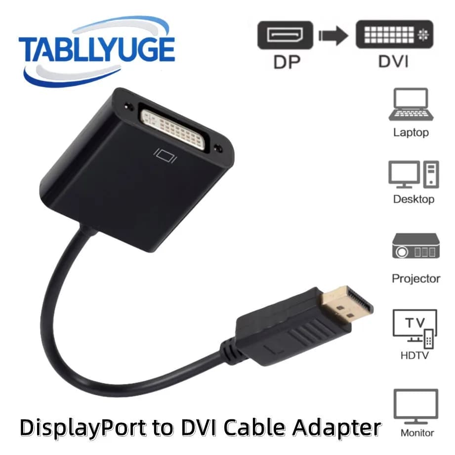 Adattatore cavo DisplayPort a DVI Convertitore connettore DP maschio a DVI femmina compatibile con PC, laptop, monitor, HDTV, proiettore