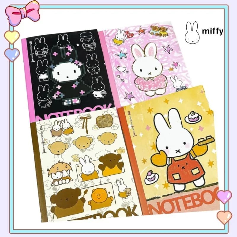Nuovo quaderno B5 in stile Miffy, simpatico e alla moda, con colori vivaci, semplice e raffinato, per studenti, con righe, rilegato a mano, di alta qualità.