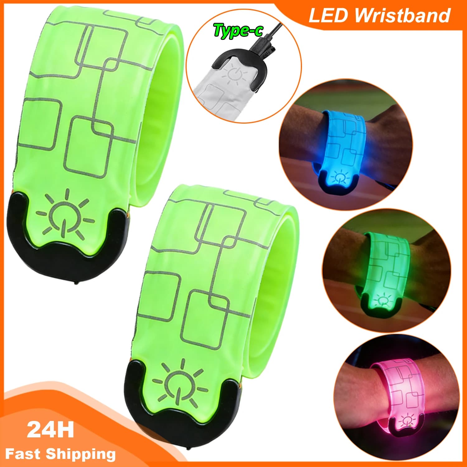 Night Running Bracelet LED Cuff Safety Bracelet for Cycling Safety Arm Belt for Outdoor Sports Warning for legs Rechargeable cuff