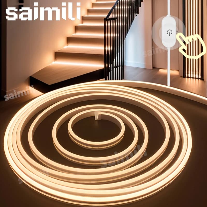 Lampada al Neon USB Impermeabile, Striscia LED Flessibile con Sensore Touch Dimmerabile per Illuminazione Decorativa Fai-da-Te in Camera da Letto
