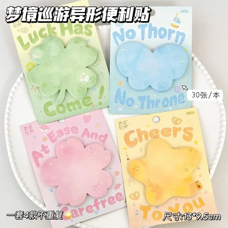 30 Sheets of Paper Special-shaped Notes Ins High-value Students Simple Korean Sticky Message Journaling Stationery Stickers