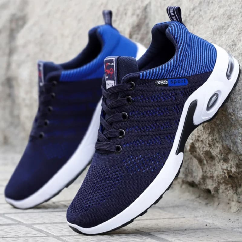 Scarpe da ginnastica originali in rete blu Navy scarpe da ginnastica traspiranti da uomo scarpe sportive da basket Casual da Trekking per uomo Sneakers con zeppa
