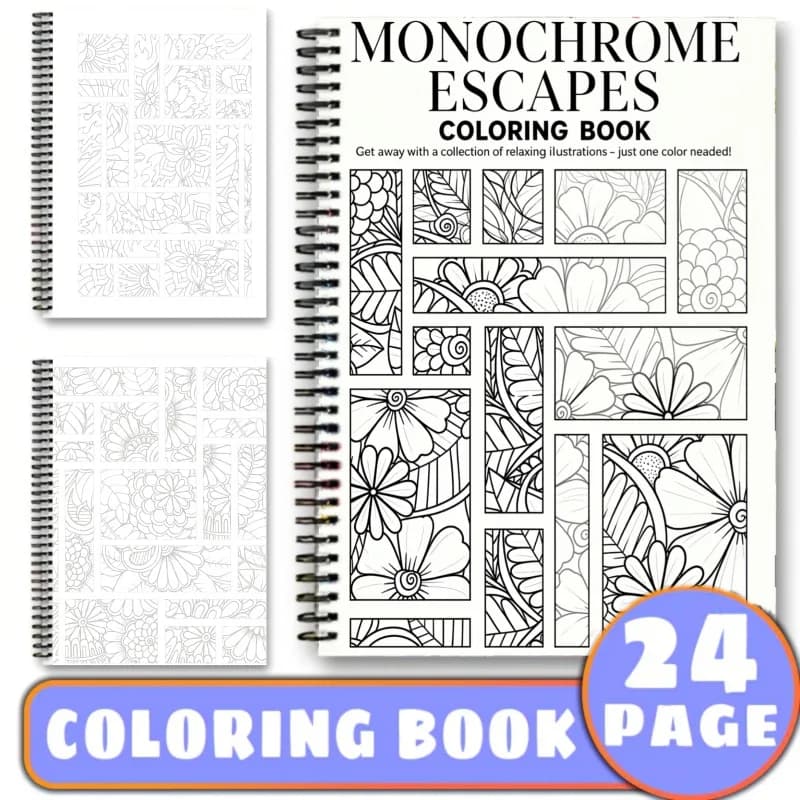 Hot-selling a4 tracing book with monochrome floral patterns, coloring book, spiral-bound sketchbook for doodling and coloring