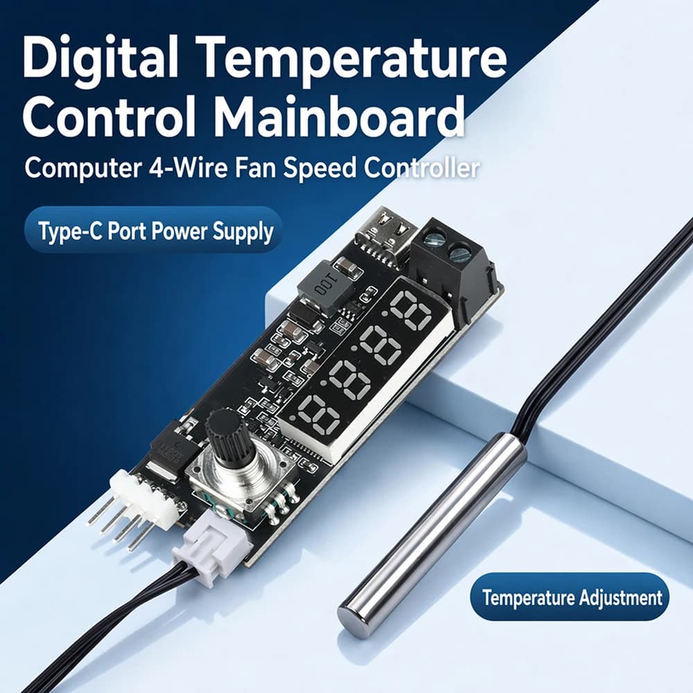 DC 5V 12V 5A PWM 4 Wire Fan Temperature Control Speed Module For PC Computer Noise Reduce Module Type C Port
