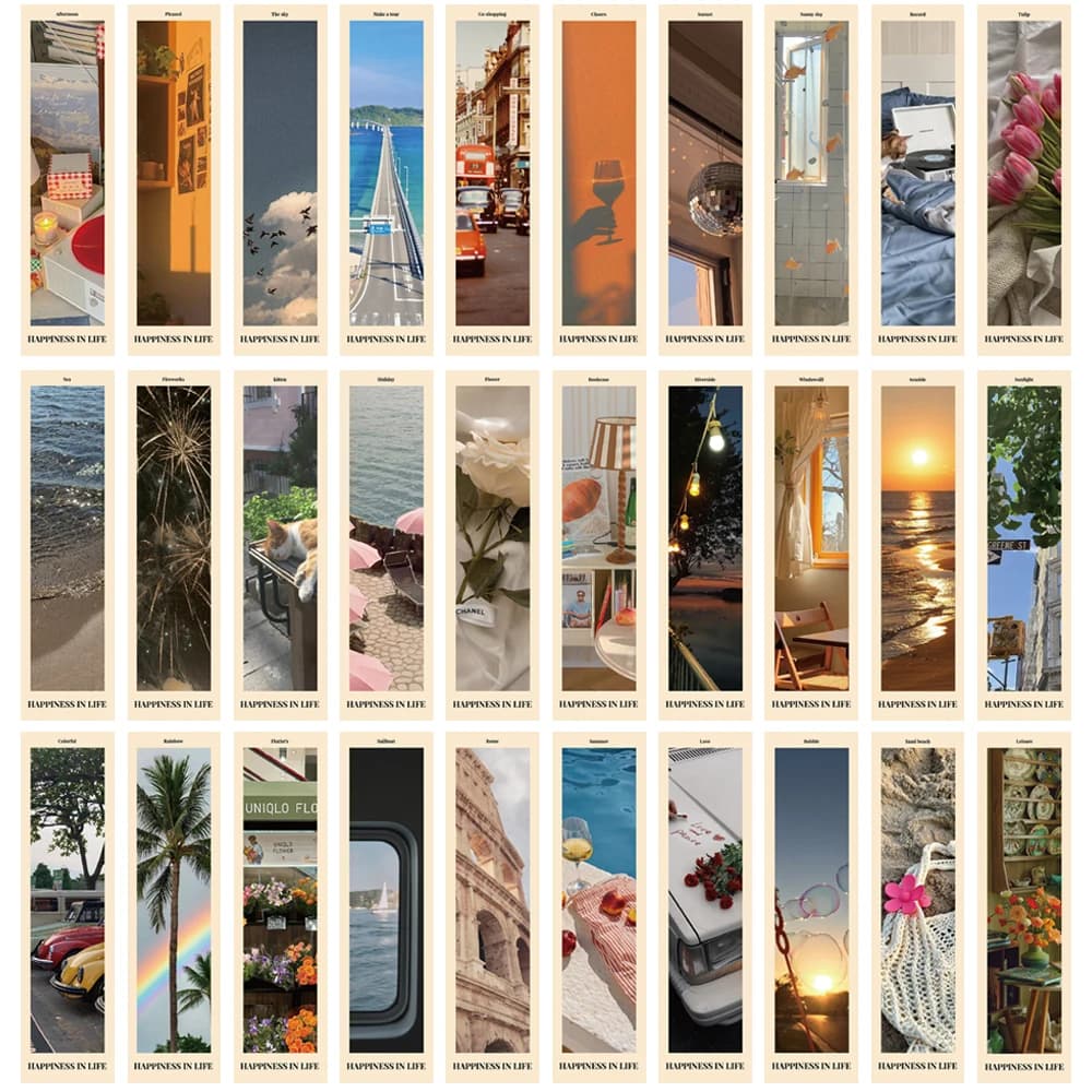 30 pieces of landscaped emotional fragments bookmarks diy book decoration paper markers paper notebook with supply message boards