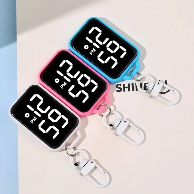 LED Keychains Pocket Watch Digital Display Back To School Decor Watch for Youngster Student Backpacks Keys Pendant Timepiece