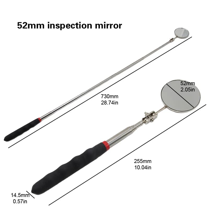 360 ° riflettore rotante accessorio universale per strumento di riparazione auto specchio di ispezione inferiore telescopico specchio pieghevole di rilevamento da 52 mm