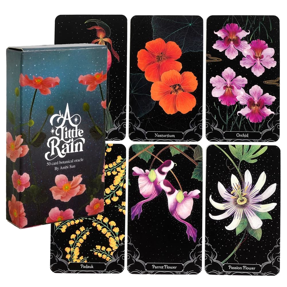 2023 Nuovo A Little Rain Botanical Oracle Deck 52 Unico Bellissimo Illustrazioni Botaniche Carta Amore Oracle Carte Tarocchi