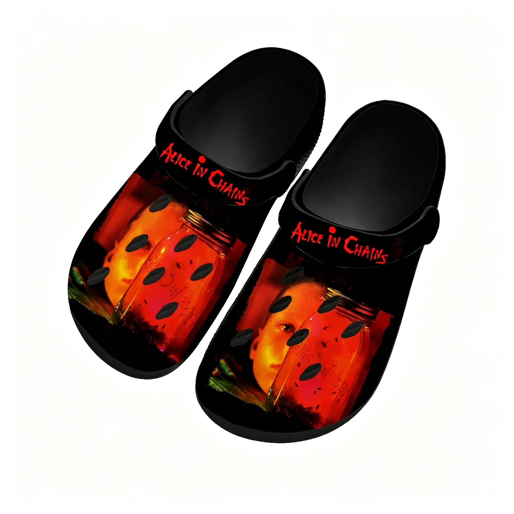 Scarpe da Acqua Alice in Chains, Zoccoli da Giardino, Sandali Personalizzati Traspiranti con Fori per Uomo, Donna, Ragazzi e Ragazze, Neri