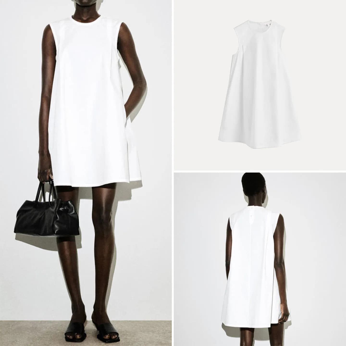 Abito a trapezio ampio da donna, stile casual primaverile, vestito bianco senza maniche, marca ZADATA, tessuto confortevole, scollo rotondo, per uso quotidiano