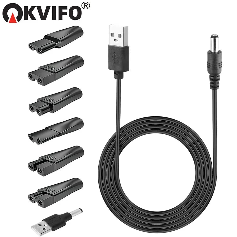 KVIFO 8 pieces power cord replacement charger 5V USB adapter suitable for all kinds of electric haircuts regulator