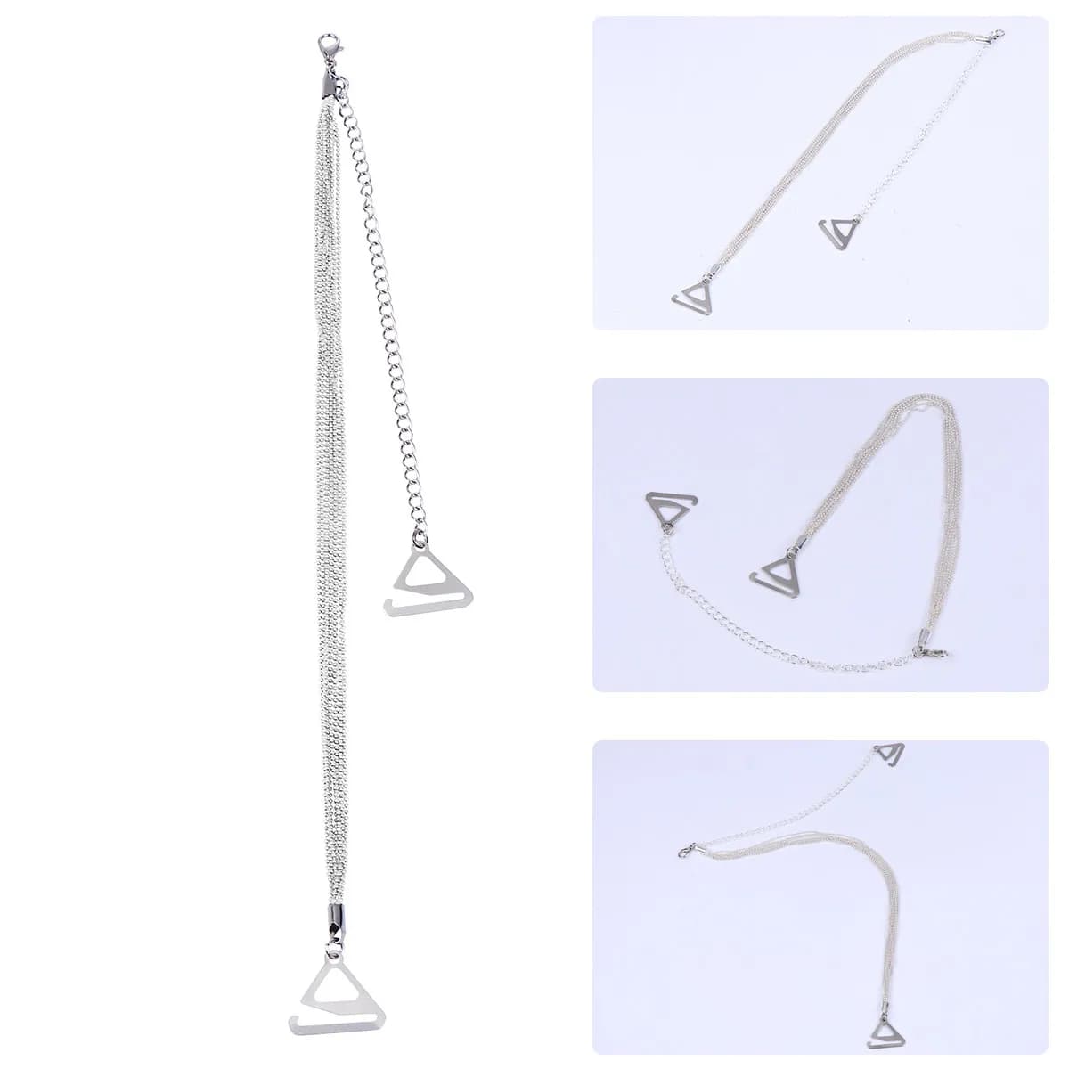 2Pcs Silver Metal Shoulder Strap Bra Tassel Adjustable Non-Slip Buckle 2.2 Decoration Underwear Strap