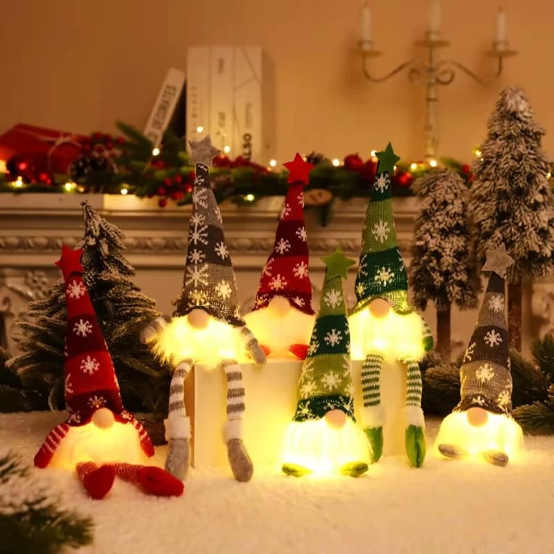 Christmas Gnome Faceless Doll Night Light Merry Christmas Decorations for Home Holiday Ornament Xmas Gift Navidad New Year Q