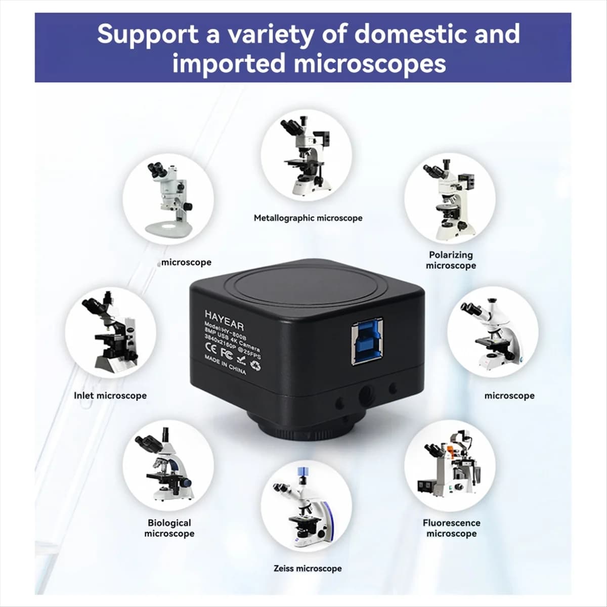 Oculare elettronico per fotocamera per microscopio IMX con sensore Y31A HD 4K per la misurazione dell'industria dell'osservazione biologica