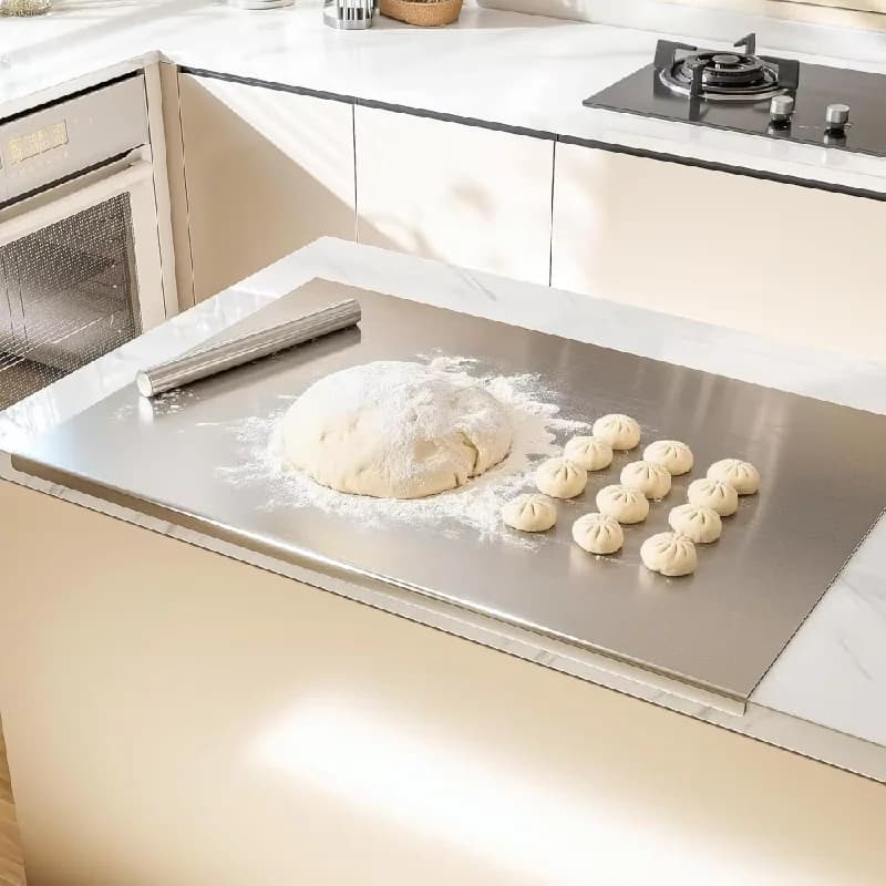 Tagliere Antiscivolo in Acciaio Inossidabile con Base Antiscivolo per Carne, Pane, Verdure, Frutta