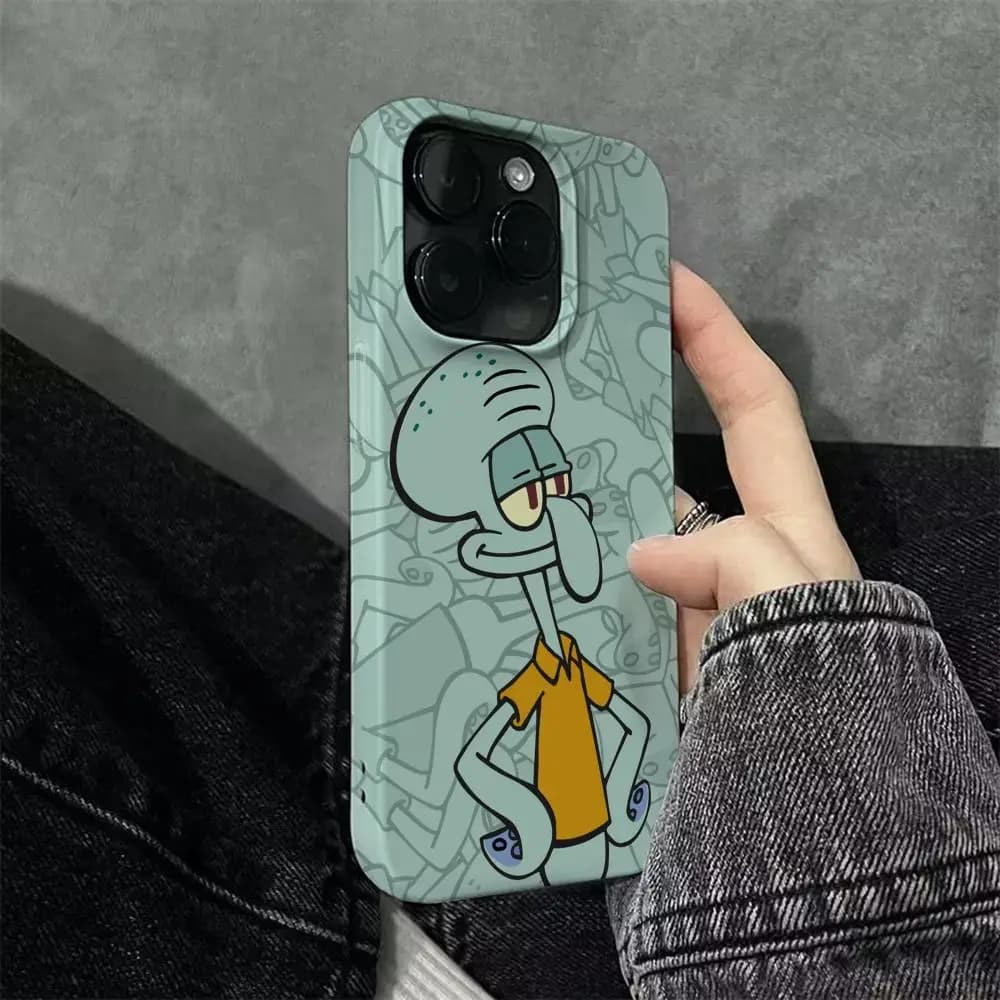 Anime SpongeBobs Cool Phone Case For IPhone 16 15 14 13 12 11 Pro Max Glossy HD Film Cover