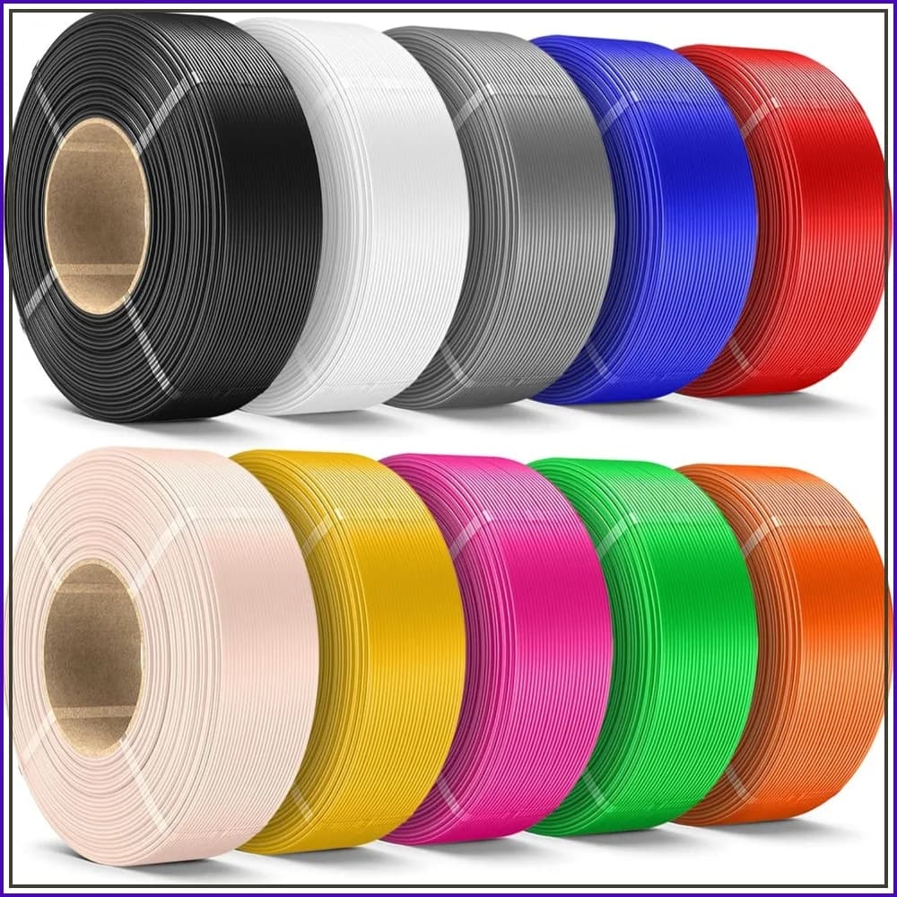 10KG PLA+ Filament Refill 1.75mm, No-Spool 3D Printer Filament for Reusable Spools, 10 Colors 1KG/Roll