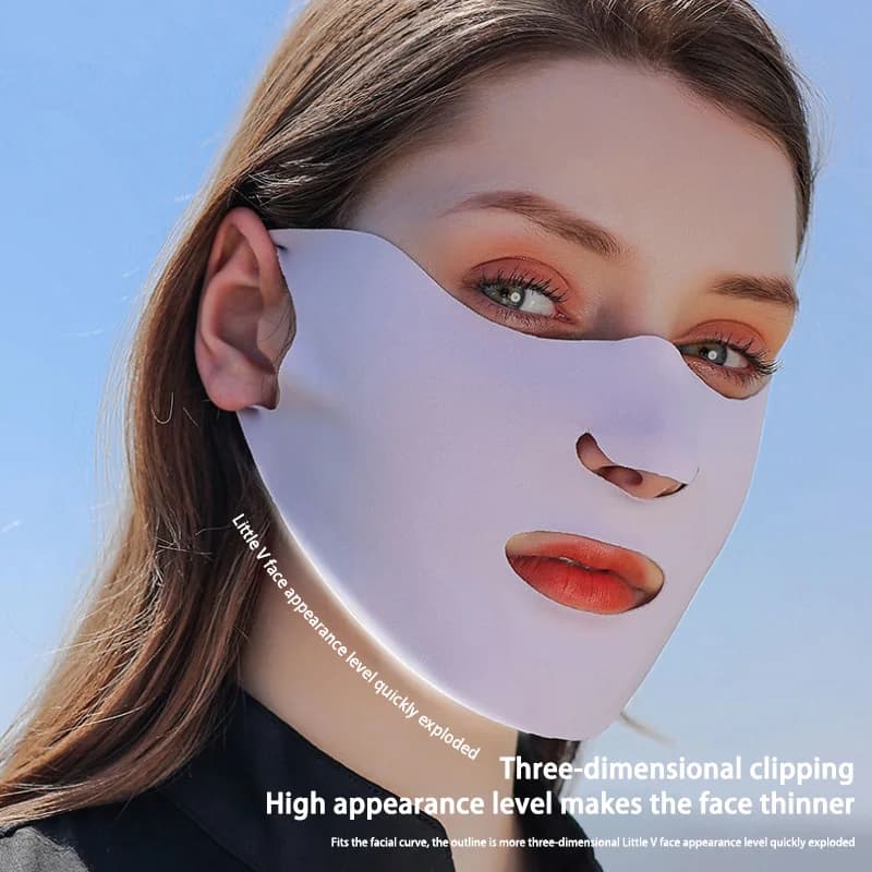 Nuova Maschera Protettiva Solare in Seta Ghiaccio Anti-UV Traspirante per Tutto il Viso, Sciarpa Copricollo Antipolvere, Protezione Solare Estiva