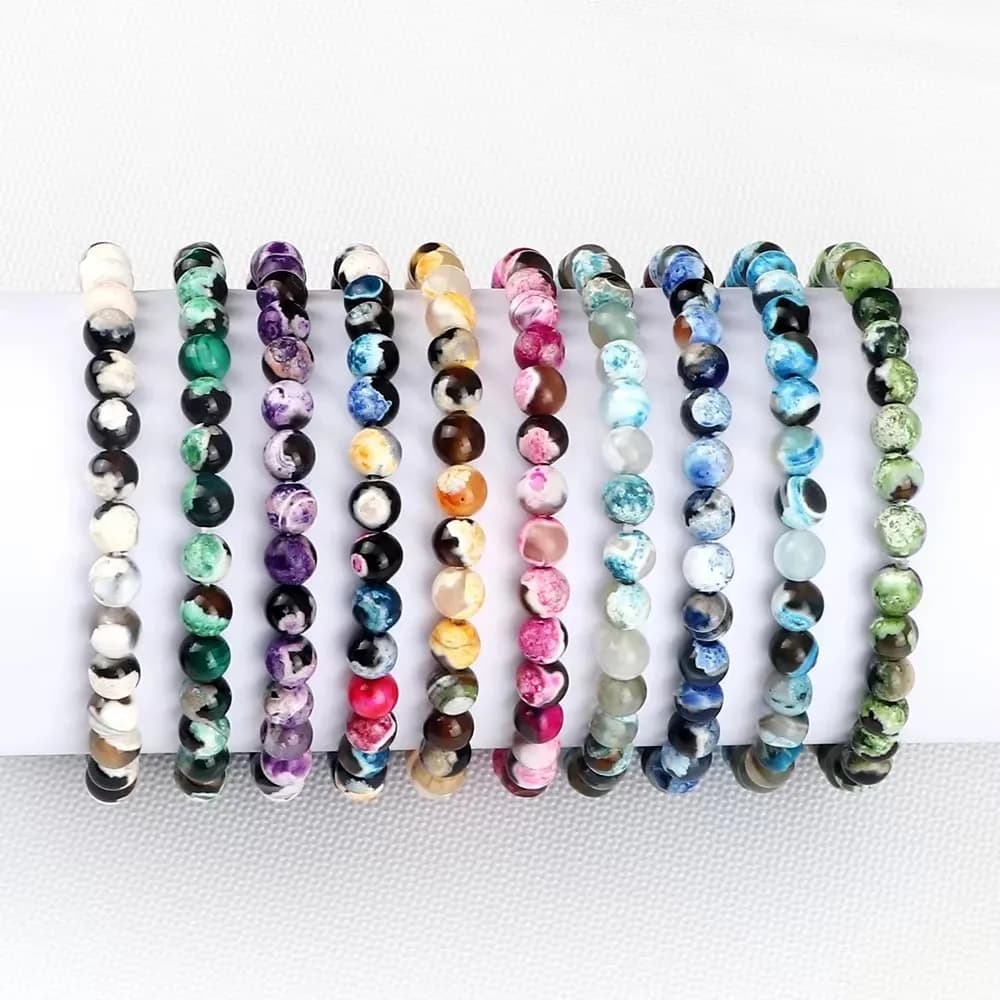 Multicolor Natural Agates Stone Beaded Bracelet for Women Men Healing Natural Stone Chakra Prayer Bangle Health Care Jewelry 6mm