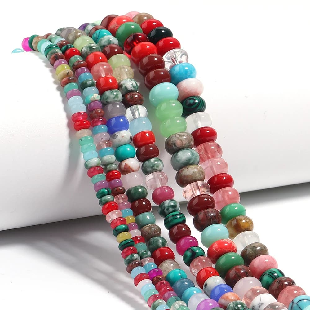 1 filo di perline in pietra naturale da 4/6/8 mm, perline sfuse a forma di abaco colorate per la creazione di gioielli, bricolage, braccialetti, collane e forniture per artigianato.