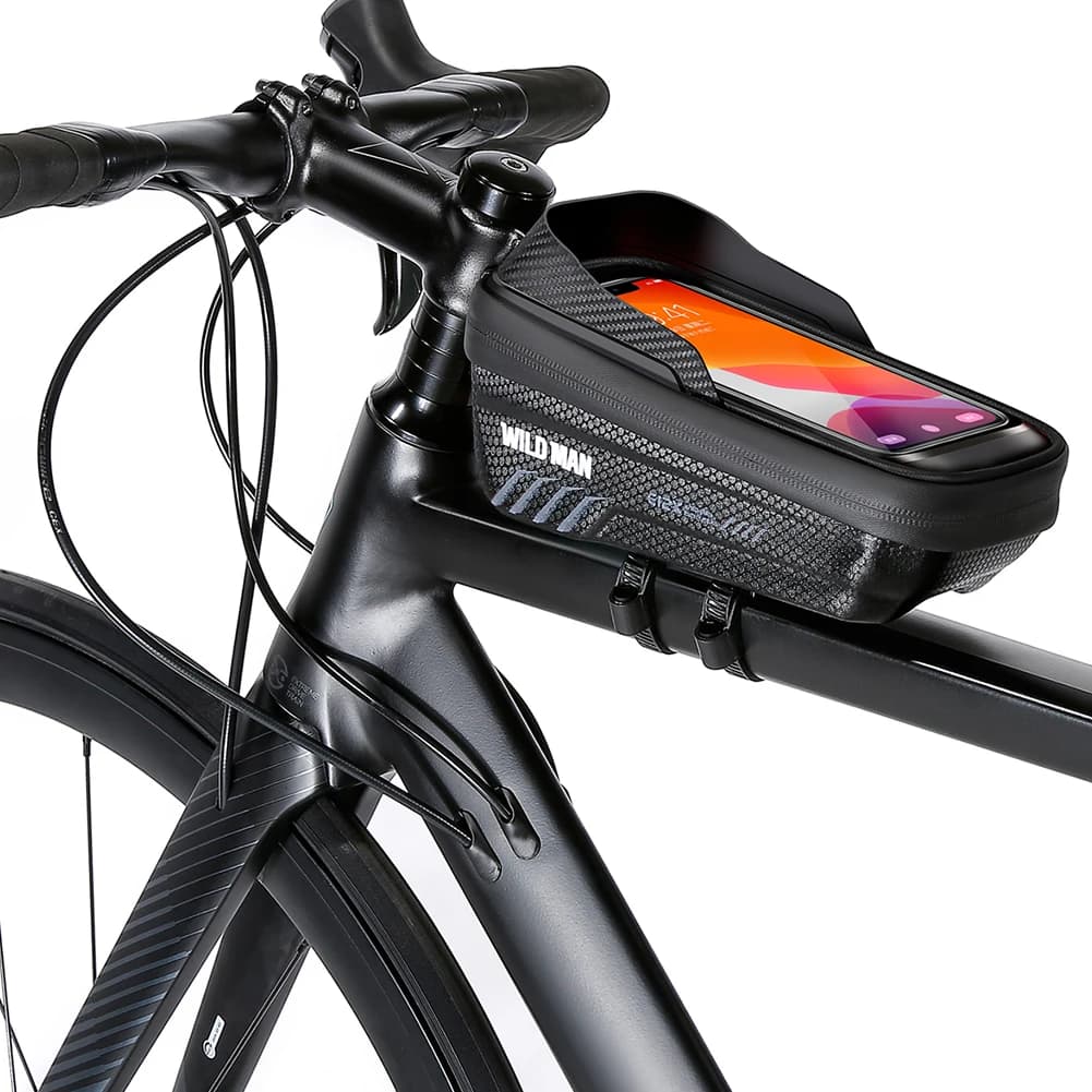 1L Bike Phone Handlebar Bag with Quick Release Bicycle Upper Tube Bag Support Touch Screen Reflective for Smart Phones 4.7-6.8in