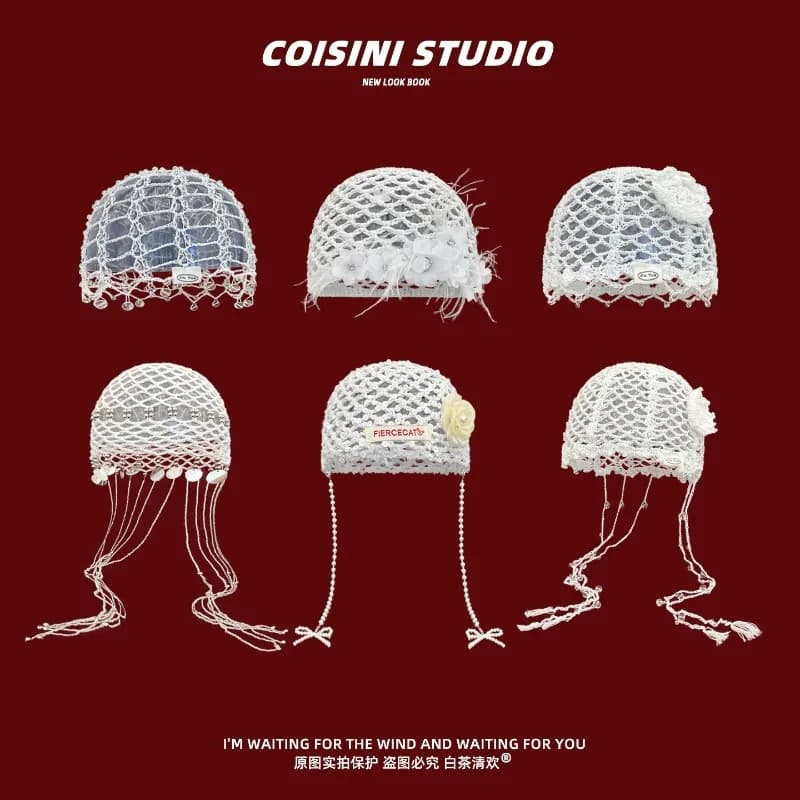 Bohemian Style Fashion Hollow Out Lace Pullover Hats for Women Spring Summer Travel Photo Atmosphere Versatile Elegant Beanies