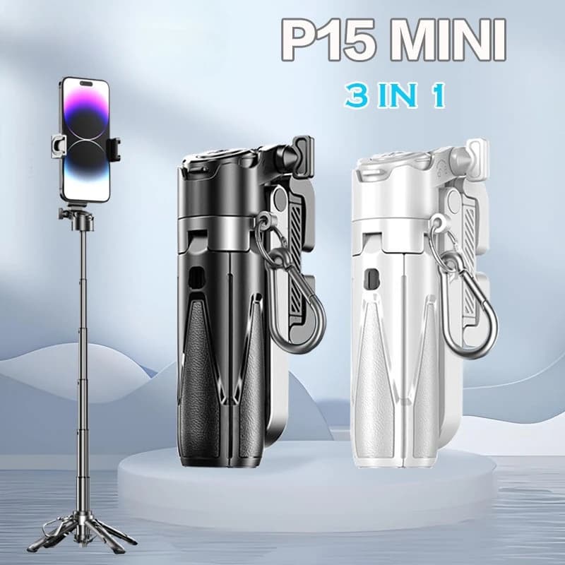 Mini treppiede, nuovo treppiede per selfie stick 2025 con interruttore a pulsante remoto con un solo tocco, 360 ° Rotazione con Bluetooth per iPhone