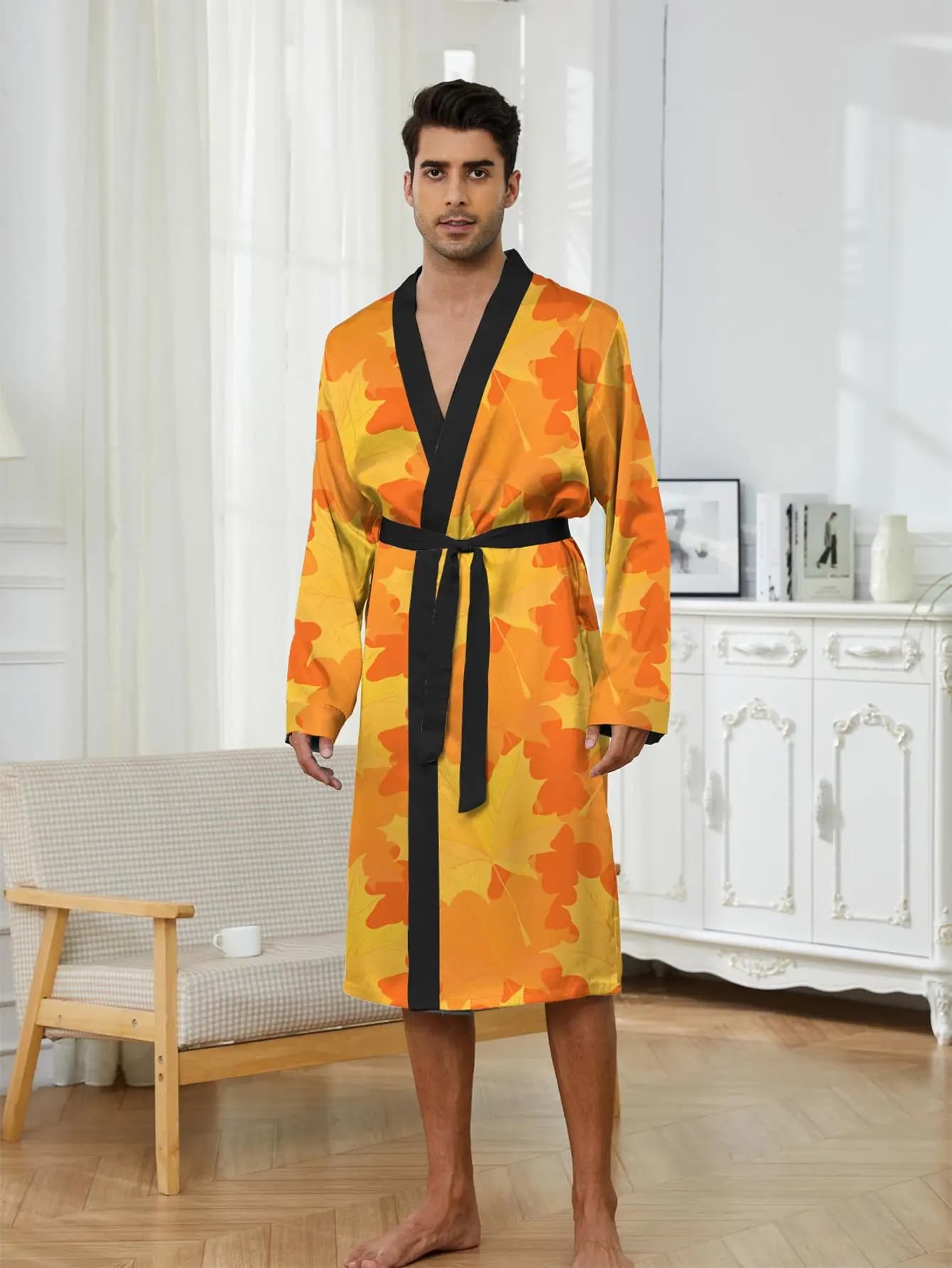 1pcs Men's Robes 2026 Spring/Summer Graphic Robes Breathable 3D Printed Robe man Sleepwear Bathrobe man Shower robe