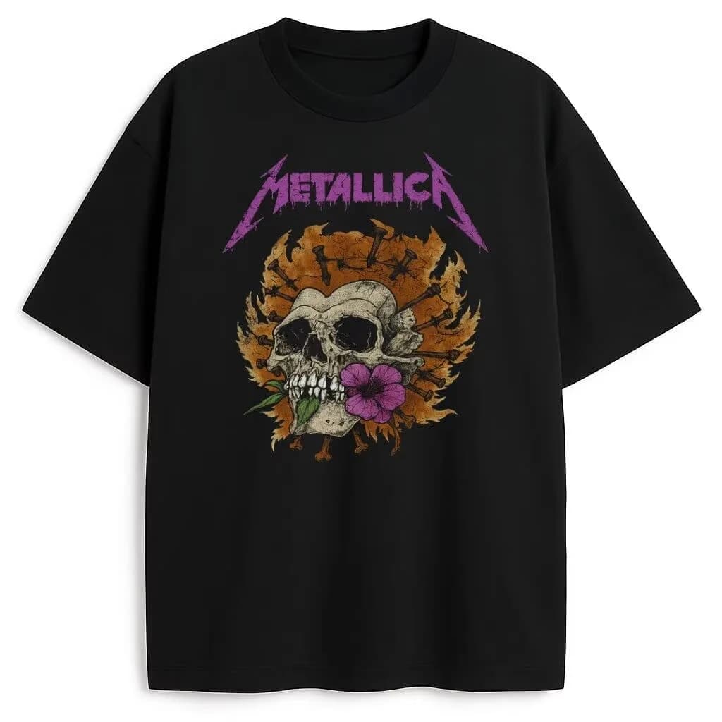 T-shirt Metallica 2026 per Uomo e Donna, Abbigliamento Estivo in Cotone Y2K, Moda Casual con Collo Tondo e Maniche Corte, Streetwear