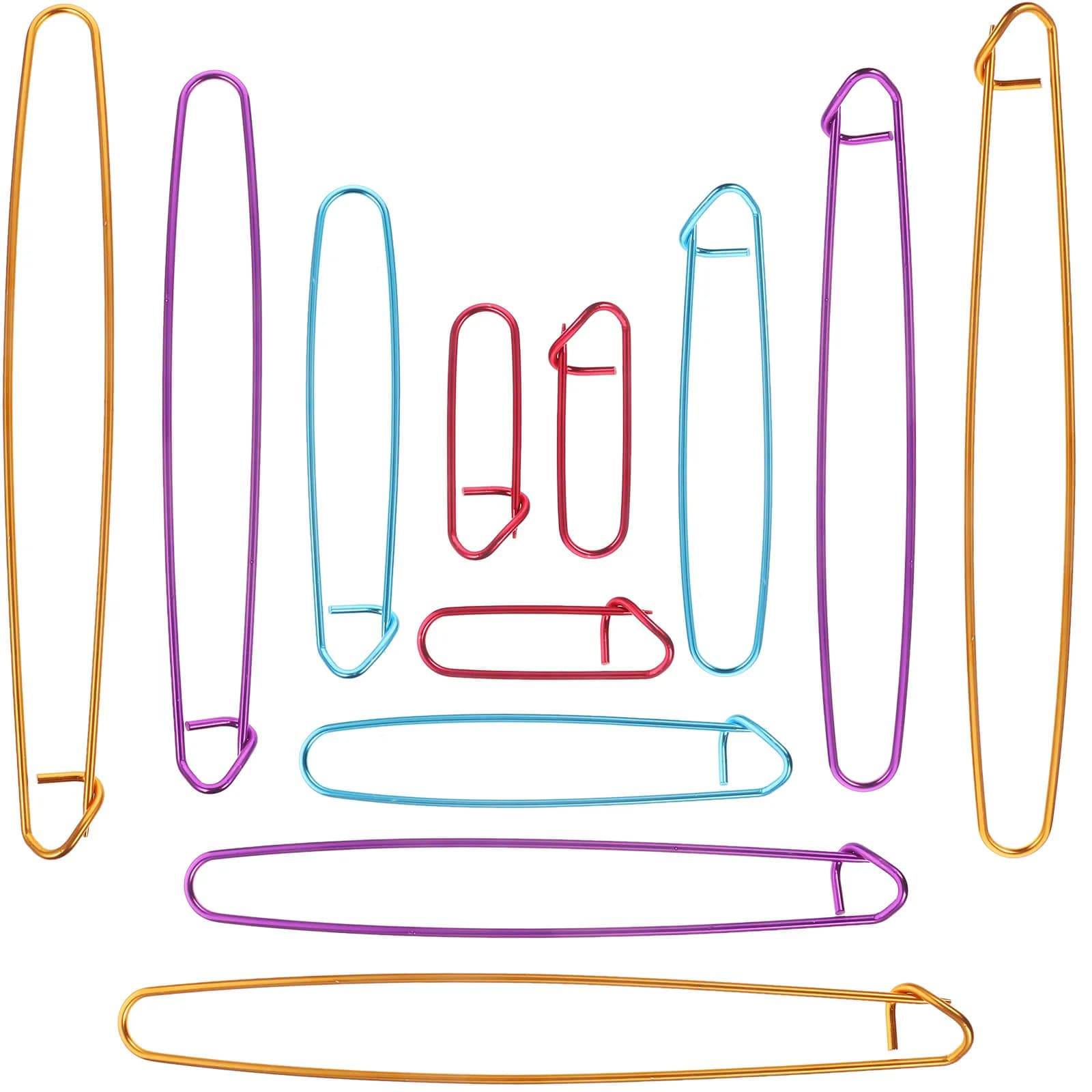 Set di 12 Fermacuciture in Alluminio Versatili, 4 Misure (6cm, 12cm, 17cm, 20cm), Facili da Aprire e Chiudere, per Lavori a Maglia e Uncinetto, Ideali per Sciarpe