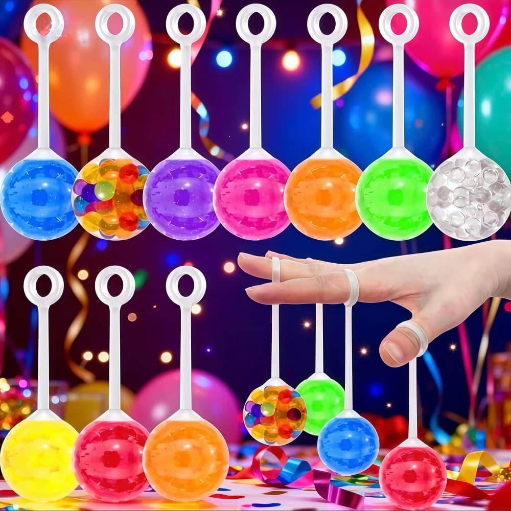 6-18Pcs Finger Water Bead Jumping Balls， Birthday Party Carnival Easter School Prizes Treasure Box Pinata Fillers Fun Gift Pack