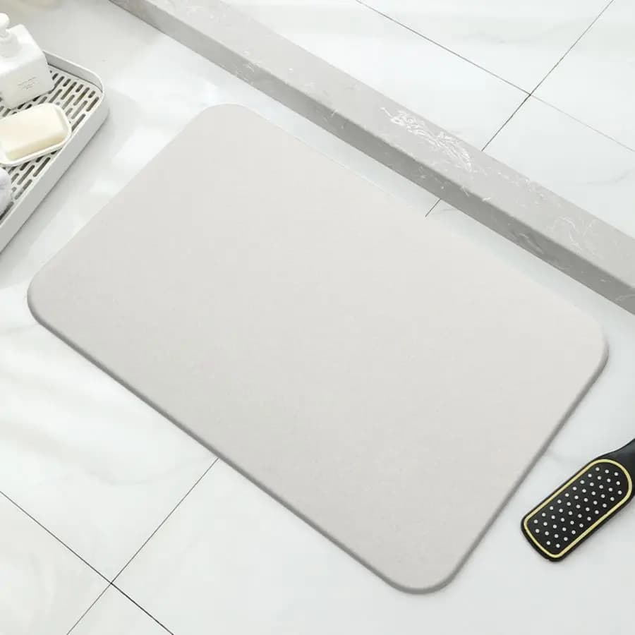 Tappetino da Bagno ad Asciugatura Rapida, Tappetino Antiscivolo in Terra Diatomacea, Tappetino Assorbente in Pietra Diatomite per Bagno