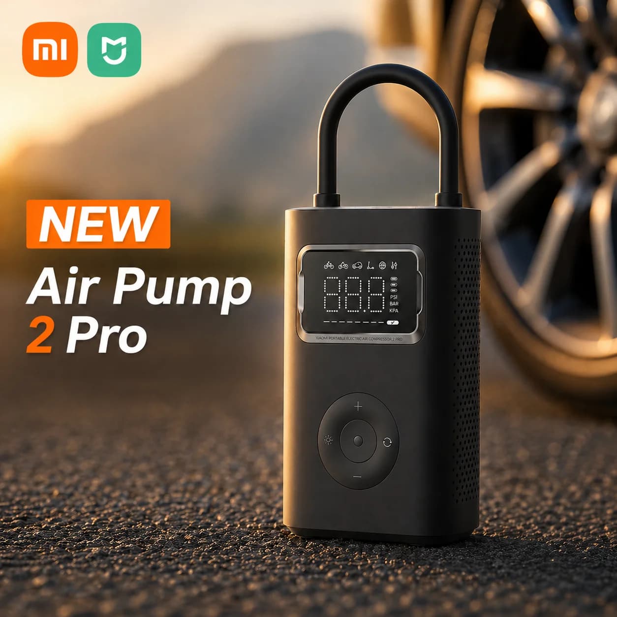 Nuovo Compressore d'Aria Elettrico Portatile Mijia Air Pump 2 Pro, Gonfiatore Pneumatici ad Alta Pressione 150PSI per Auto, Moto, Biciclette, B