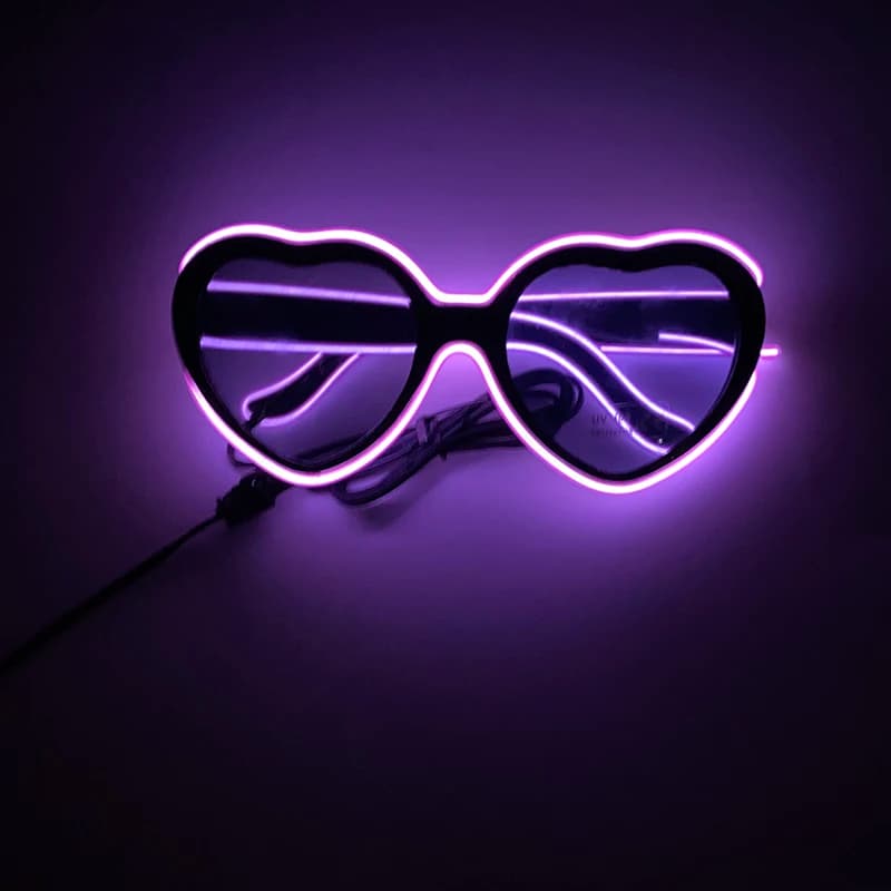 1pc Neon Light Up occhiali da sole LED luminosi occhiali a forma di cuore decorazioni per feste di matrimonio incandescente occhiali da doccia da sposa Bar Club puntelli
