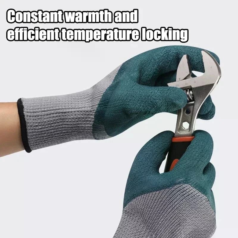 Winter Warm Labor Gloves Thick Velvet Latex Wear-resistant Anti-slip Rubber Leather Work Protective Exercise Cycling Gym