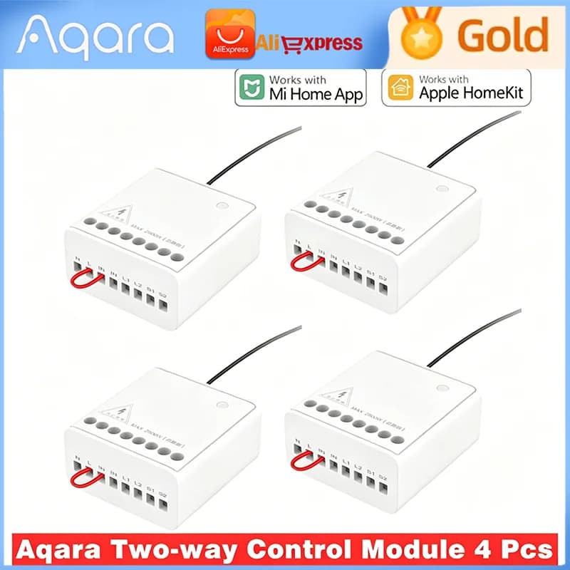 Modulo di controllo bidirezionale originale Aqara Controller interruttore relè Zigbee Canali timer intelligenti Funziona con l'APP Xiaomi Mi Home Homekit