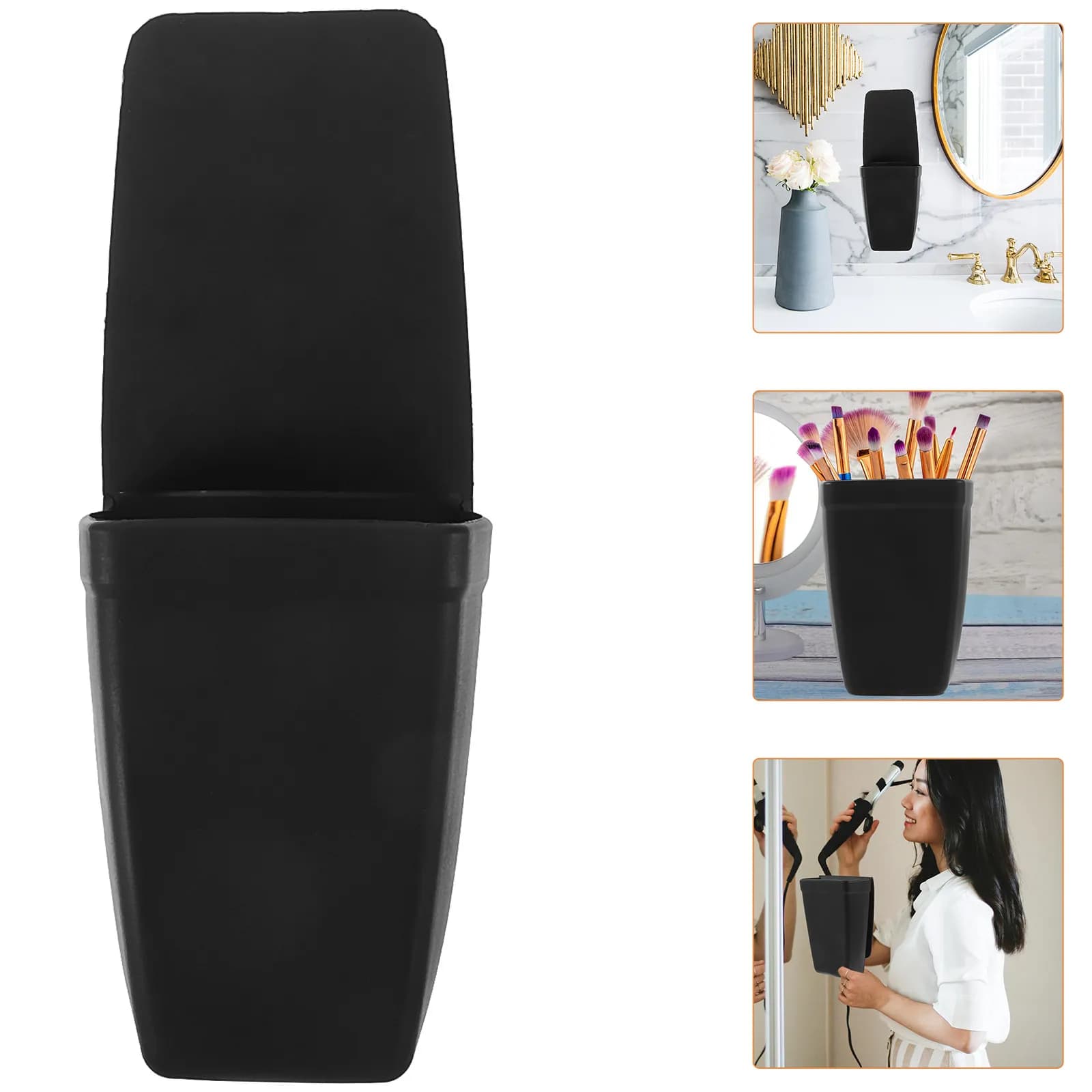 Soft Slip Resistant Silicone Beauty Tool Organizer Holds Brushes Curling Irons Hair Dryers Wall Mount Suction Cup Bathroom