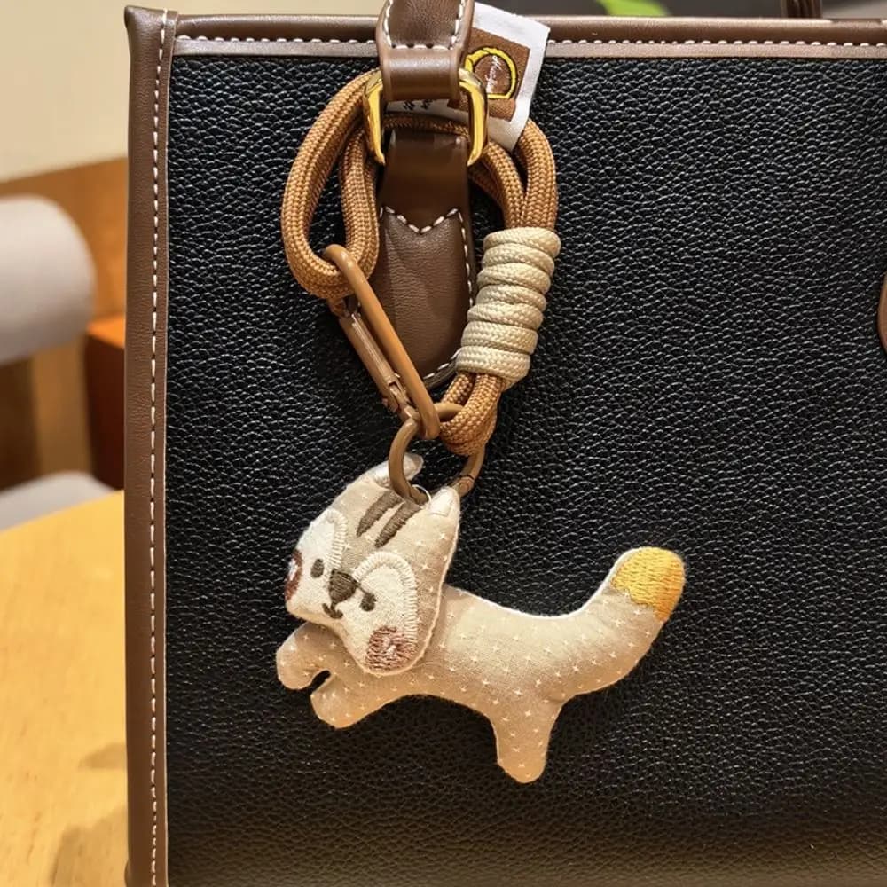 Portachiavi Creativo a Forma di Scoiattolo Cartoon, Ciondolo in Corda Intrecciata, Ornamento Kawaii da Appendere alla Borsa, Regalo