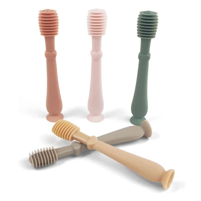 Spazzolino da denti in Silicone morbido per bambini in Silicone per uso alimentare spazzolino da denti per allenamento manuale p